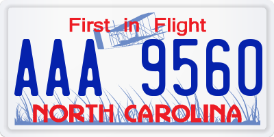 NC license plate AAA9560