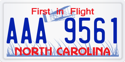 NC license plate AAA9561