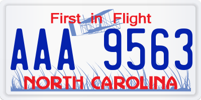 NC license plate AAA9563