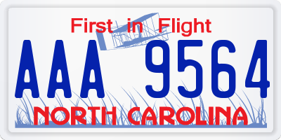 NC license plate AAA9564