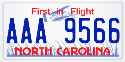 NC license plate AAA9566