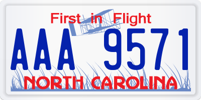 NC license plate AAA9571