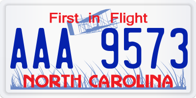 NC license plate AAA9573