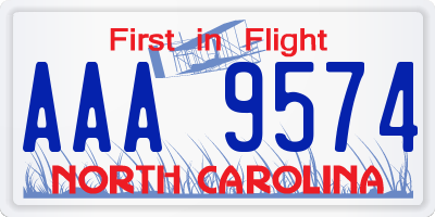 NC license plate AAA9574