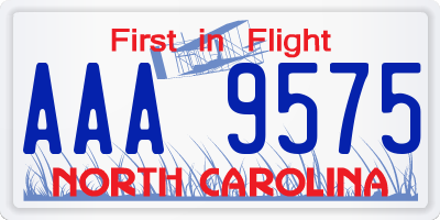 NC license plate AAA9575