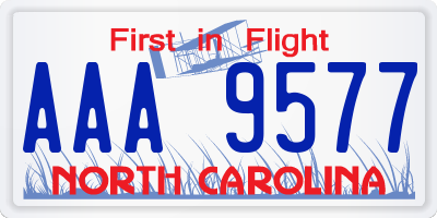 NC license plate AAA9577