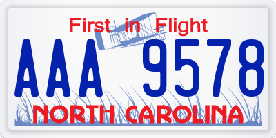 NC license plate AAA9578