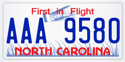 NC license plate AAA9580