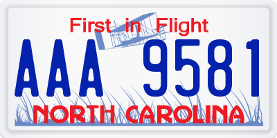 NC license plate AAA9581