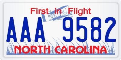 NC license plate AAA9582