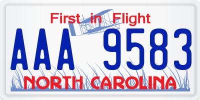 NC license plate AAA9583