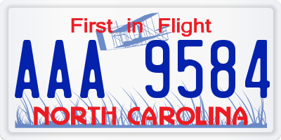 NC license plate AAA9584