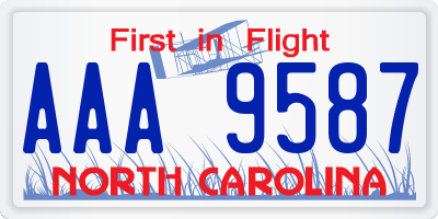 NC license plate AAA9587