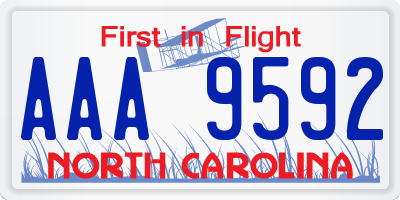 NC license plate AAA9592