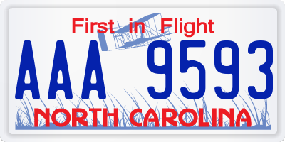 NC license plate AAA9593