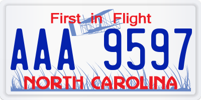 NC license plate AAA9597