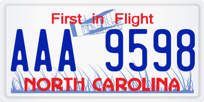 NC license plate AAA9598