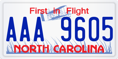 NC license plate AAA9605