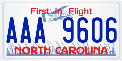 NC license plate AAA9606