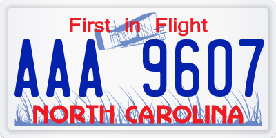 NC license plate AAA9607