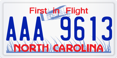 NC license plate AAA9613