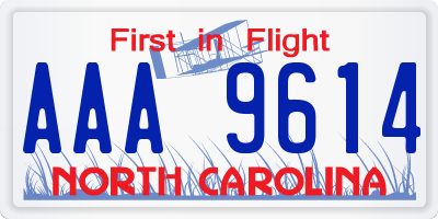 NC license plate AAA9614