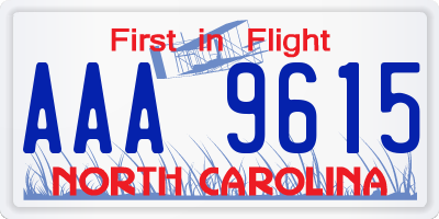 NC license plate AAA9615