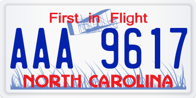 NC license plate AAA9617