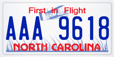 NC license plate AAA9618