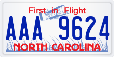 NC license plate AAA9624