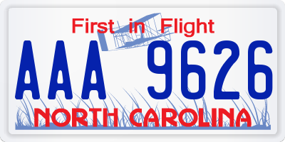 NC license plate AAA9626