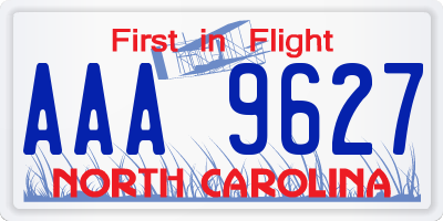 NC license plate AAA9627