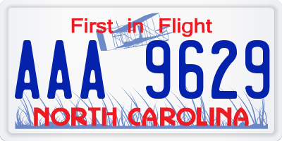 NC license plate AAA9629