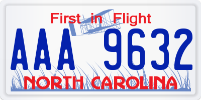 NC license plate AAA9632