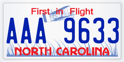 NC license plate AAA9633