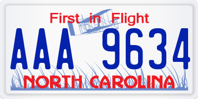 NC license plate AAA9634