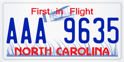 NC license plate AAA9635