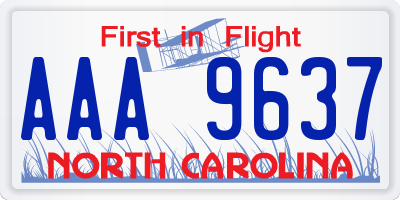 NC license plate AAA9637