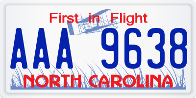 NC license plate AAA9638