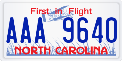 NC license plate AAA9640