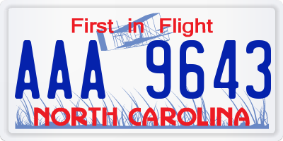 NC license plate AAA9643