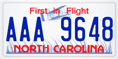 NC license plate AAA9648