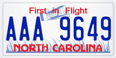 NC license plate AAA9649