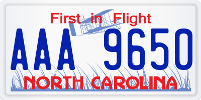 NC license plate AAA9650