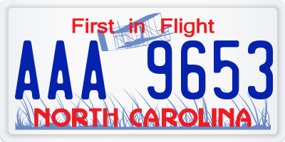 NC license plate AAA9653