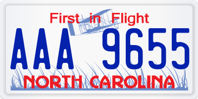 NC license plate AAA9655