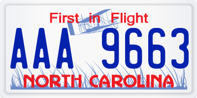 NC license plate AAA9663