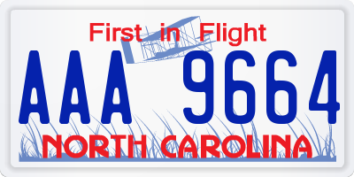 NC license plate AAA9664