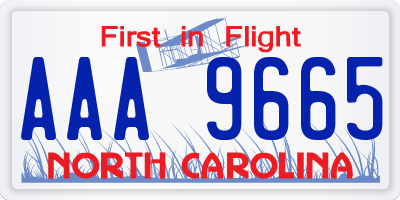 NC license plate AAA9665