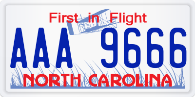 NC license plate AAA9666